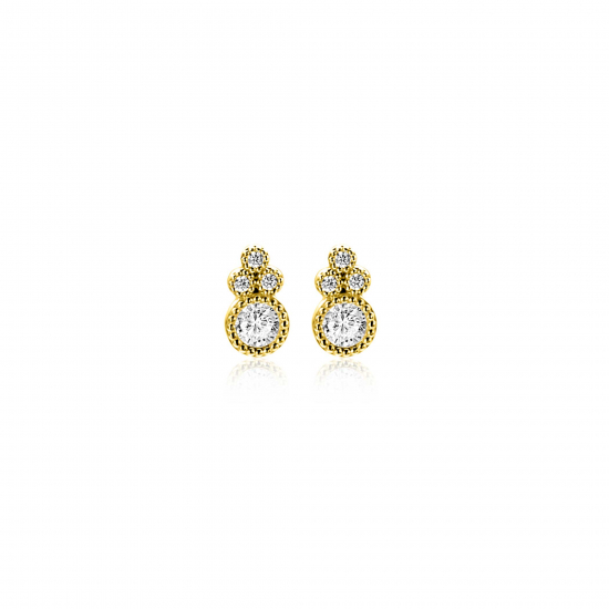 ZINZI GOLD oorknopjes fantasie met zirconia's