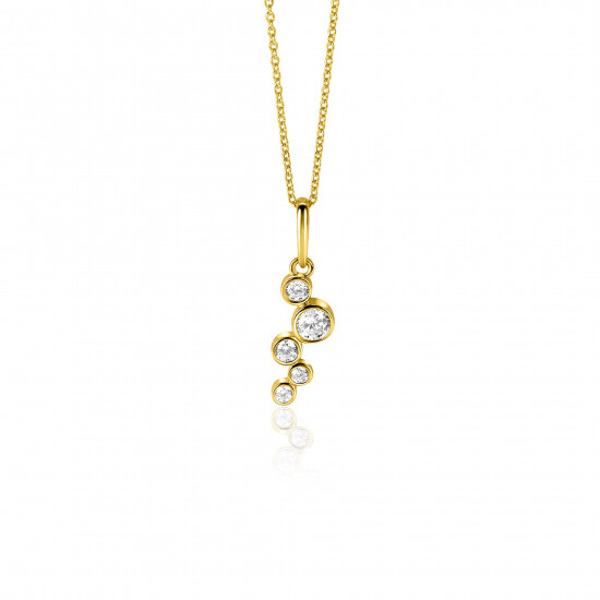 17mm ZINZI Gold 14 ct gold pendant with round settings set with white cubic zirconias ZGH513 (no necklace)