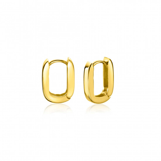 10mm ZINZI 14K Gold Rectangular Hoop Earrings Square Tube 10 x 2mm ZGO408
