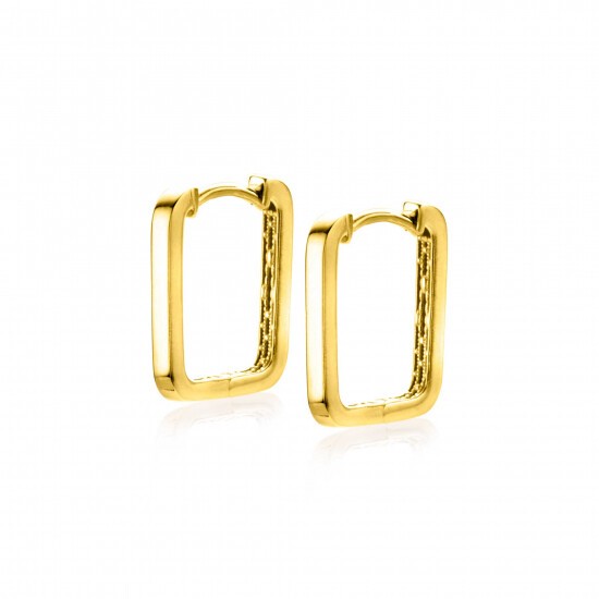 16mm ZINZI 14K Gold Rectangular Hoop Earrings Square Tube 16 x 2mm ZGO425