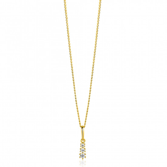 ZINZI GOLD hanger 3x zirconia aflopend