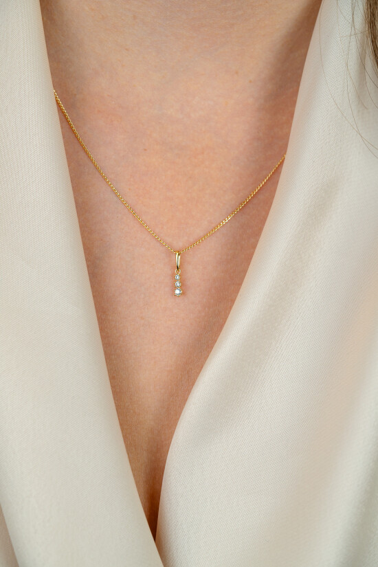 ZINZI GOLD hanger 3x zirconia aflopend