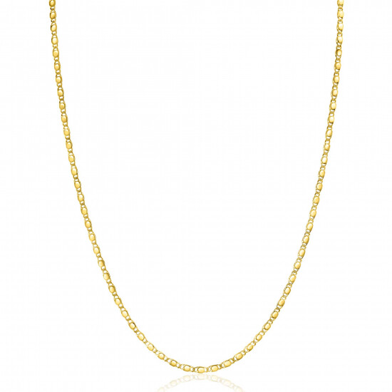 ZINZI Gold 14 karat solid gold chain necklace with shiny fantasy plates, 1.7mm wide, 41-43cm long ZGC497
