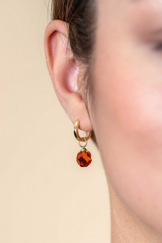 ZINZI 14K Gold Earrings Pendants Brown Beads 8mm ZGCH144BR (excl. hoop earrings)