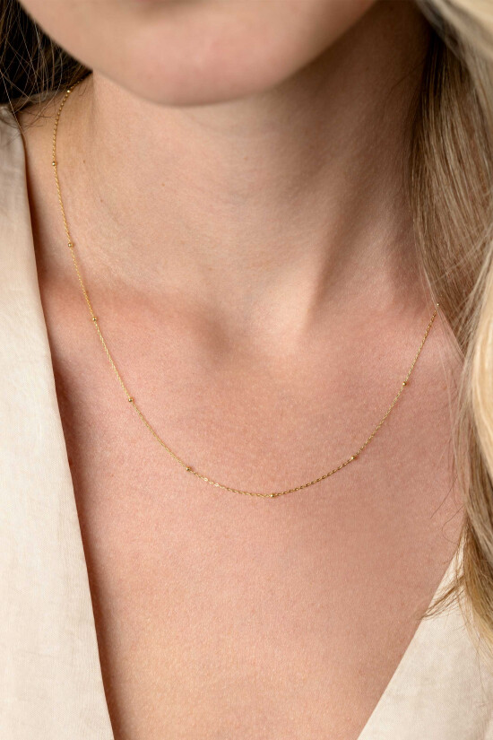 ZINZI Gold 14 carat gold link necklace with beads, 1.5mm wide, length 42-45cm ZGC502
