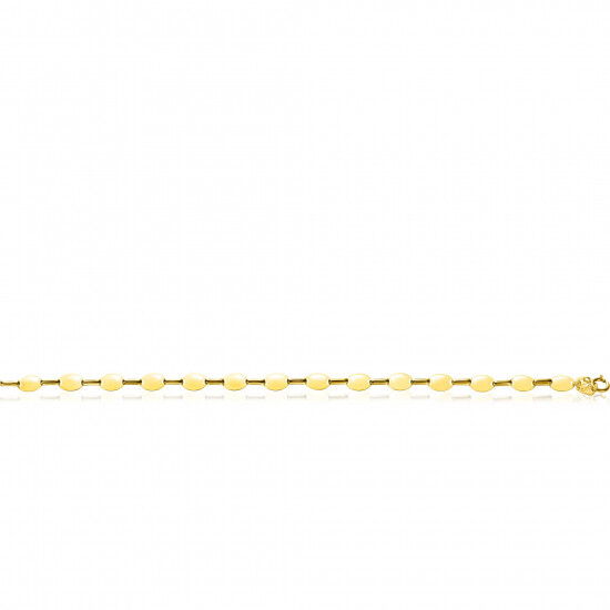 ZINZI Gold 14 karat gold solid link bracelet with smooth oval plates 6mm wide 19cm ZGA496

