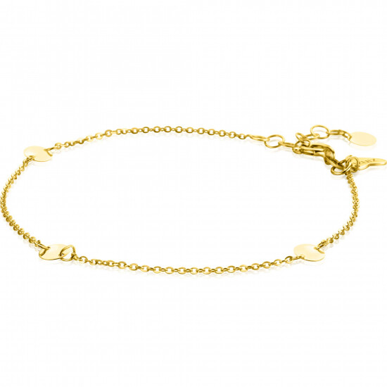 ZINZI 14K Gold Rolo Chain Bracelet 3 Coins 5mm width 18-20cm ZGA444