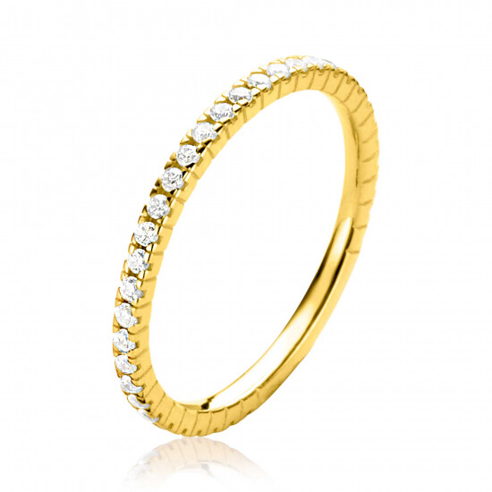 ZINZI 14K Gold Ring White Zirconias Rail Setting 1,7mm width ZGR373