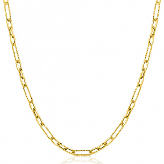 ZINZI Gold 14 karat gold necklace with crafted paperclip links and oval links 3.5mm wide 45cm ZGC494
