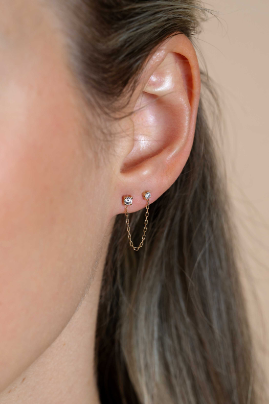 ZINZI GOLD oorkn. zirc.ketting ertussen PER STUK