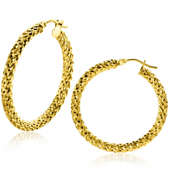 28mm ZINZI 14K Gold Hoop Earrings 3mm width ZGO329