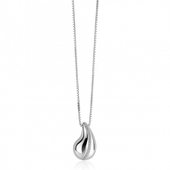 ZINZI zlv. collier met druppel hanger met zirconia's