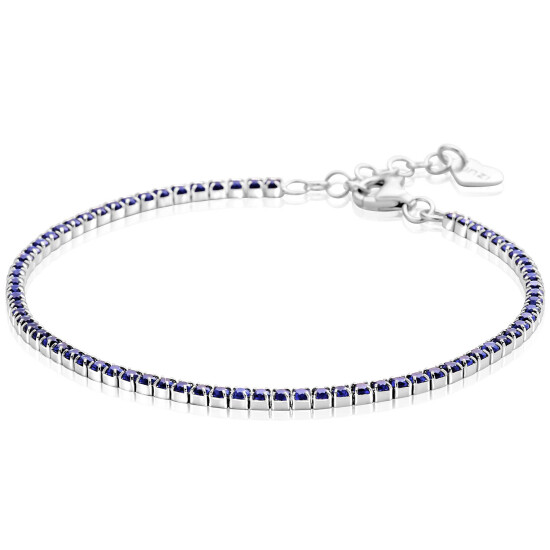 ZINZI zlv. tennisarmband met blauwe zirc.2.1mm