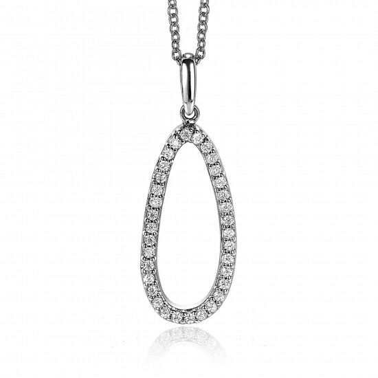 33mm ZINZI Sterling Silver Pendant Oval White Zirconias ZIH2038