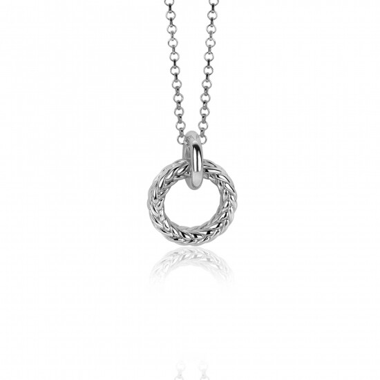 19mm ZINZI Sterling Silver Pendant Round with Rope Effect ZIH2246 (excl. necklace)