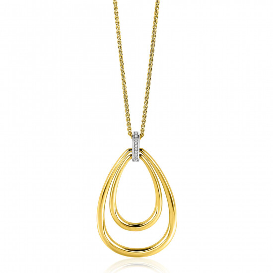 ZINZI Gold Plated Sterling Silver Necklace with Luxurious Oval Pendant (45mm) 70cm ZIC2489Y