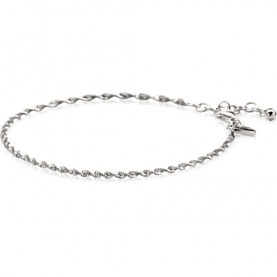ZINZI silver singapore bracelet with sparkling twisted links 1.9mm wide 17-20cm ZIA2585.
