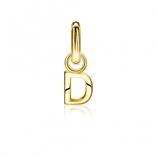 ZINZI Gold Plated Letter Earrings Pendant D price per piece ZICH2145D (excl. hoop earrings)