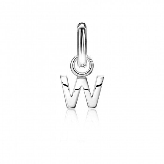 ZINZI Sterling Silver Letter Earrings Pendant W price per piece ZICH2144W (excl. hoop earrings)