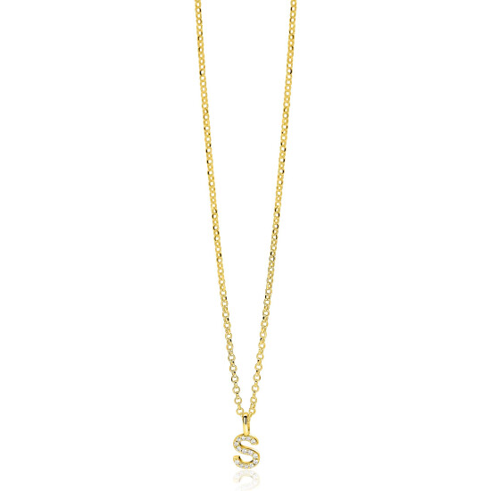 ZINZI zlv. hanger gg.verg.letter S bezet met zirconia's