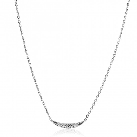 ZINZI silver link chain with large feather. The feather symbolises spreading your wings and freedom. 40-45cm ZIC2644