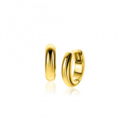 12.5mm ZINZI gold plated silver smooth hoops with round tube 3mm with luxury hinge closure ZIO2600G