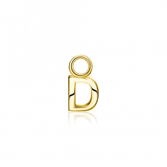 ZINZI Gold Plated Letter Earrings Pendant D price per piece ZICH2145D (excl. hoop earrings)