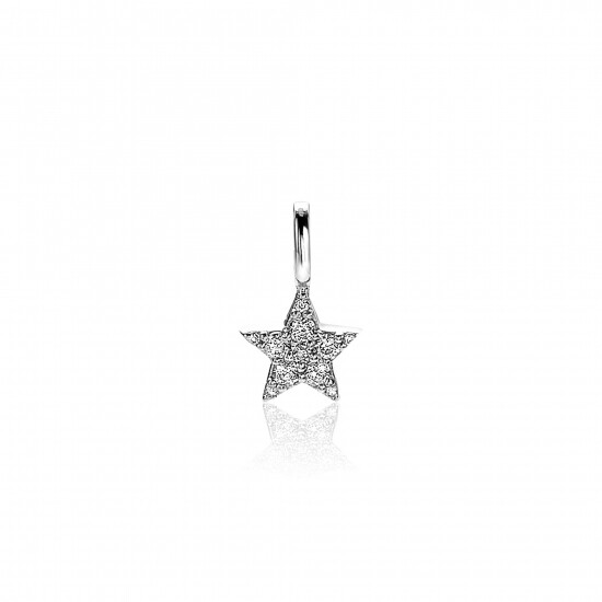 13mm ZINZI Sterling Silver Star Pendant White ZIH2138 (excl. necklace)