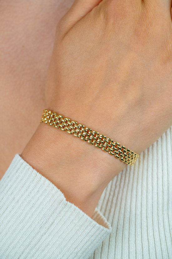 ZINZI Gold Plated Sterling Silver Bracelet Rolex-style Chain width 8mm 16,5-20cm ZIA2289G