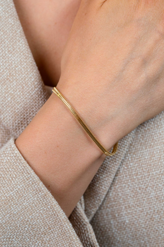 ZINZI Gold Plated Sterling Silver Flat Snake Chain Bracelet width 2,5mm ZIA2401G