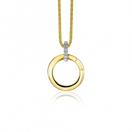 17mm ZINZI gold plated silver round pendant with clasp ZIH2060Y (without necklace)