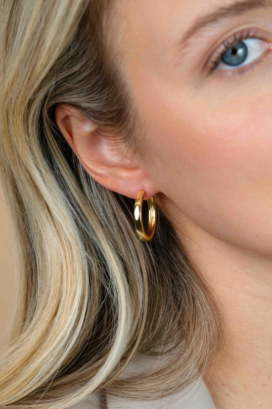 24mm ZINZI Gold Plated Sterling Silver Hoop Earrings width 3mm ZIO192G