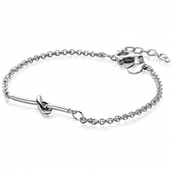 ZINZI silver jasseron link bracelet with bar and knot, 17-20cm, ZIA-BF99