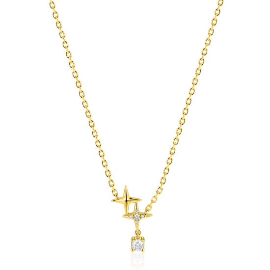 ZINZI zlv. gg.verg. collier 2 sterren en ziconia's