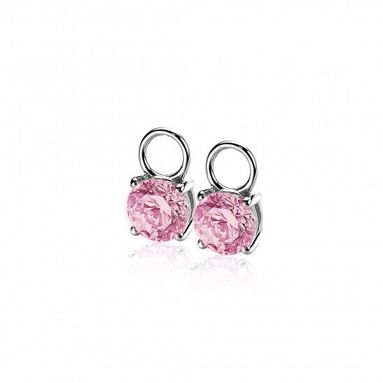 ZINZI Sterling Silver Earrings Pendants Round Pink ZICH1300R (excl. hoop earrings)