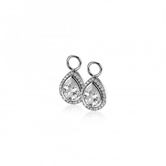 ZINZI Sterling Silver Earrings Pendants Drop White ZICH1303 (excl. hoop earrings)