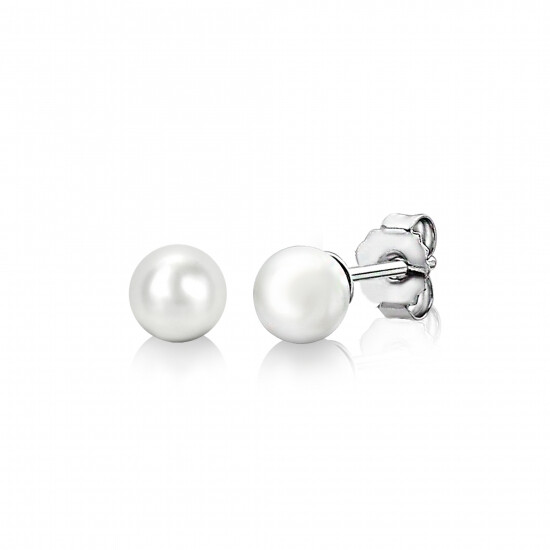 6mm ZINZI Sterling Silver Stud Earrings with White Pearl ZIO1317