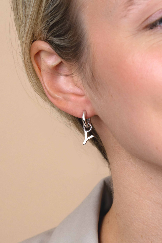 ZINZI Sterling Silver Letter Earrings Pendant Y price per piece ZICH2144Y (excl. hoop earrings)