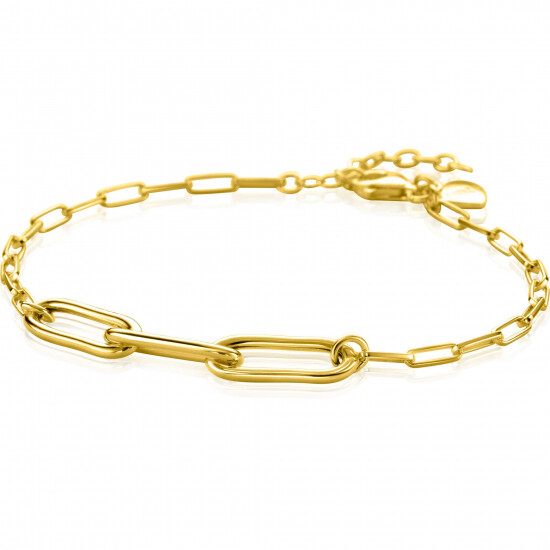 ZINZI Gold Plated Sterling Silver Chain Bracelet with 3 Large Oval Chains 16,5-19,5cm ZIA2522