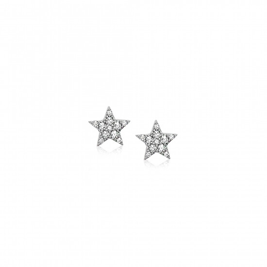 7mm ZINZI Sterling Silver Stud Earrings Star White ZIO1377Z