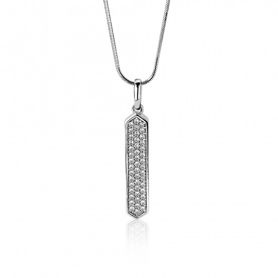 27mm ZINZI Sterling Silver Pendant Hexagon White ZIH1788
