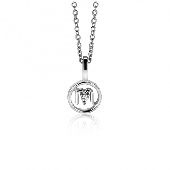 9mm ZINZI silver Scorpio zodiac sign pendant set with white zirconias ZIH-SCH (without necklace)