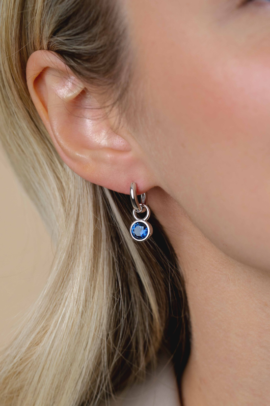 ZINZI Sterling Silver Earrings Pendants 7mm Round Dark Blue ZICH1486DB (excl. hoop earrings)
