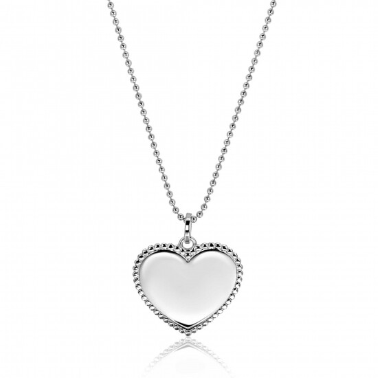23mm ZINZI silver heart pendant with pearl rim for engraving ZIH2654 (without chain)
