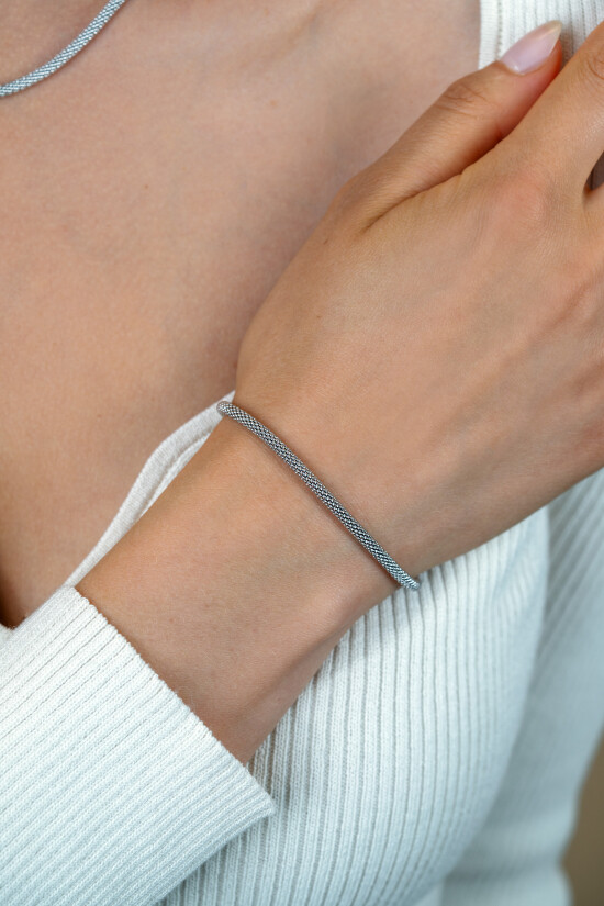 ZINZI zlv. armband fijne popcorn 3mm