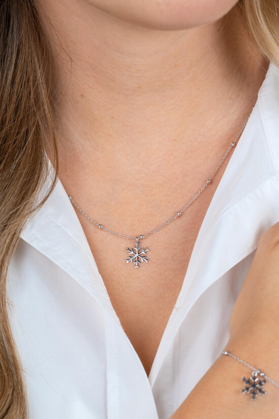 ZINZI zlv. collier met bolletjes en sneeuwvlok