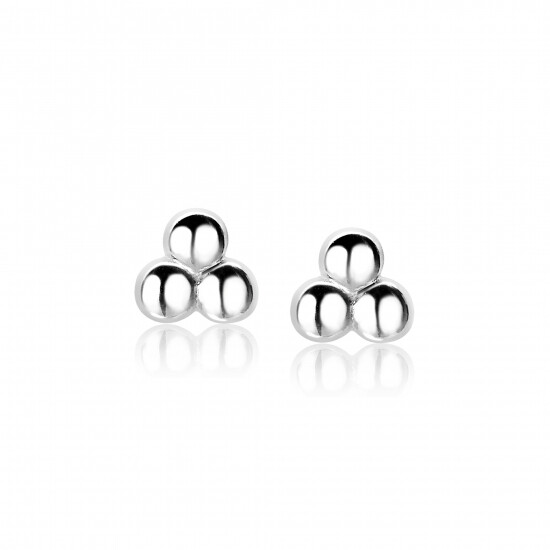5,5mm ZINZI Sterling Silver Stud Earrings 3x Beads ZIO1588