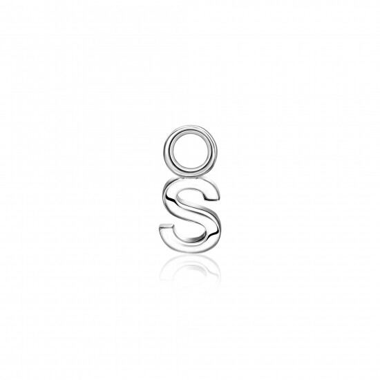 ZINZI Sterling Silver Letter Earrings Pendant S price per piece ZICH2144S (excl. hoop earrings)