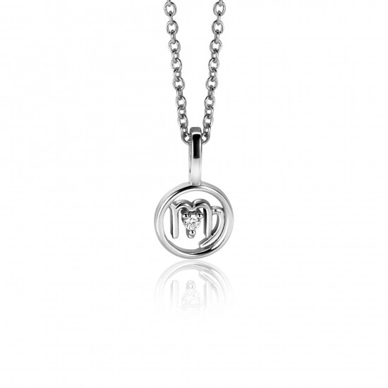 9mm ZINZI silver Virgo zodiac sign pendant set with white zirconias ZIH-MAA (without necklace)
