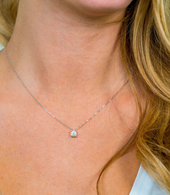 ZINZI Sterling Silver Necklace Prong Setting with Round White Zirconia 40-45cm ZIC1750